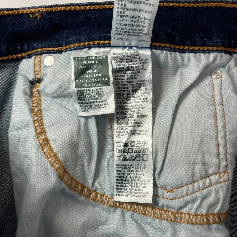 Levis Jeans Mens 38x32 Blue 505 Regular Straight Dark Wash Stretch Denim Cowboy